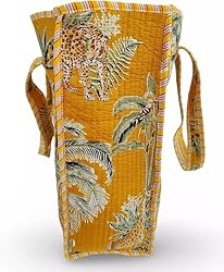 Cotton Floral Block Print Tote Bag Handmade Indian