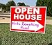 Large OPEN HOUSE Sign Kit with Tall Stands - Yard Sign Bundle for Real Estate - 3 Pack - (1) 24
