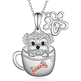 CVRAVO Corgi/Maltese Necklace 925 Sterling Silver Dog Necklace for Girls Women Cute Animal Dog Jewelry Gifts