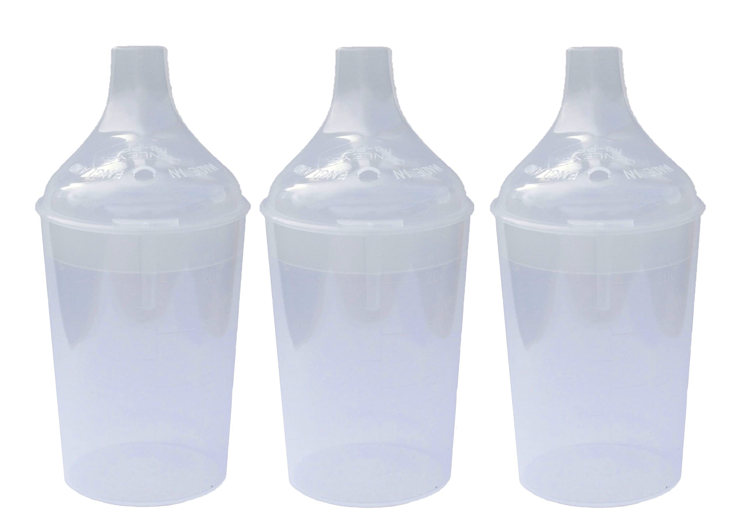 Lizzyoftheflowers 3 Pack - Clear Wide Spout Feeding Beakers with Graduated Measurements and Controllable Flow Lid - Autoclavable, Microwave Safe and Spill-Proof