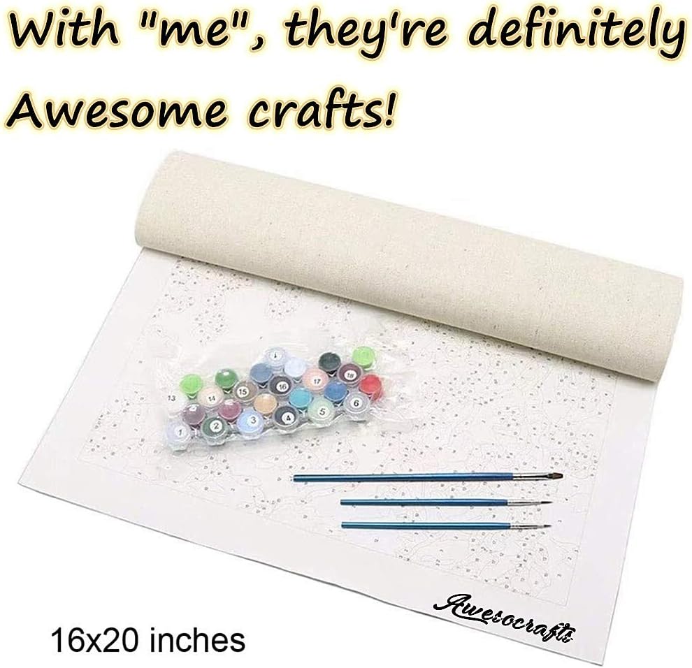 Awesocrafts Number Painting Kits, Skateboard Frog Paint by Number 16x20 inches for Adults and Kids (Frog,No Frame) - Image 4