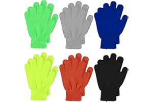Meste Kids Gloves 12 Pairs/10 Pairs/8 Pairs/6 Pairs Knit Stretchy Magic Mittens for Boys Girls 3 to 12 Age Winter Warm Gloves