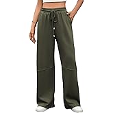 HOUZONIY Womens Wide Leg Sweatpants High Waisted Drawstring Straight Leg Baggy Comfy Casual Trendy Pull On Pockets Pants