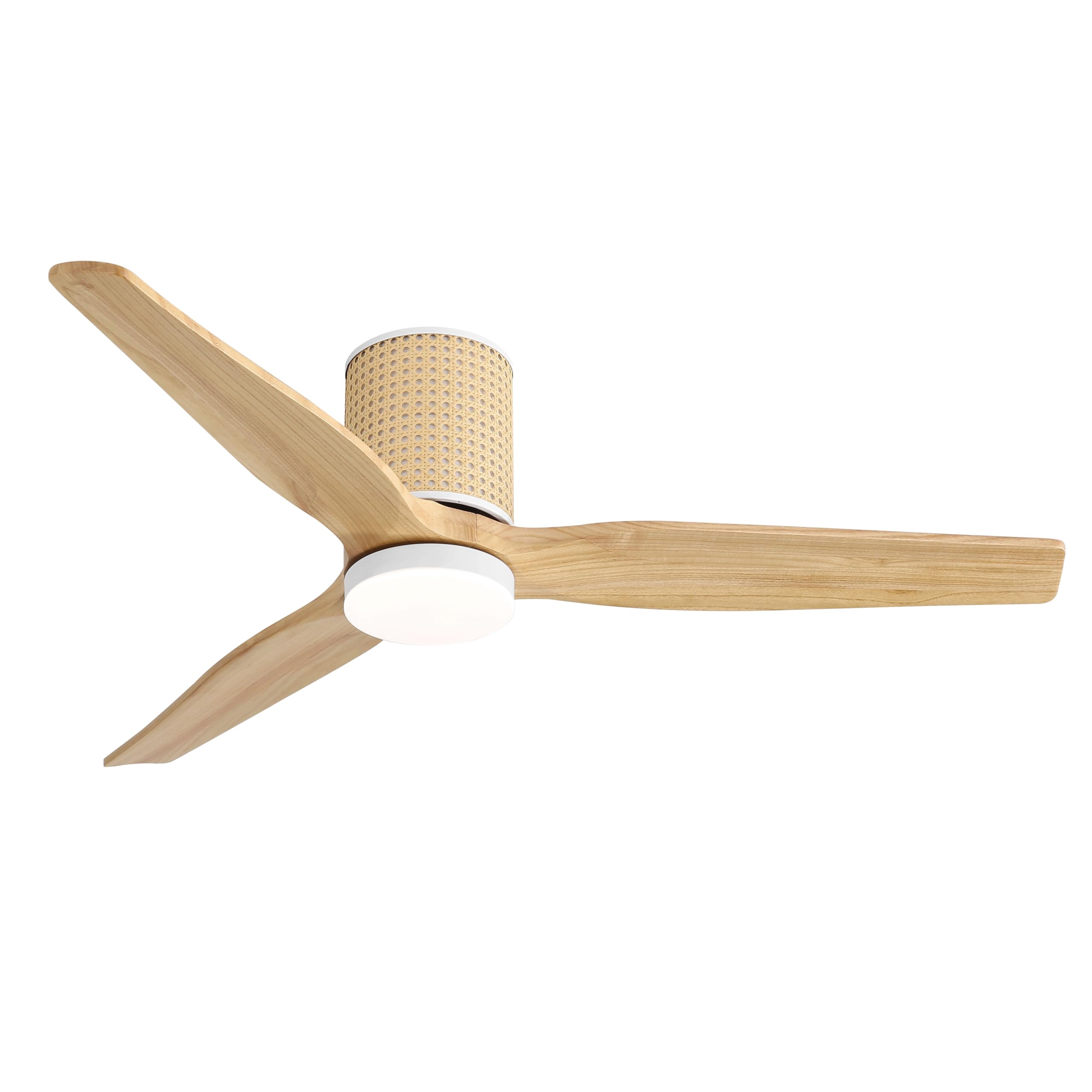 Photo 1 of ***PARTS ONLY***LEDLUX 52" Ceiling Fan with Light - Low Profile Flush Mount Ceiling Fan, 6-Speed Remote Control, Solid Wood, Quiet Reversible DC Motor, Wood/White Finish, for Bedroom, Living Room, Porch