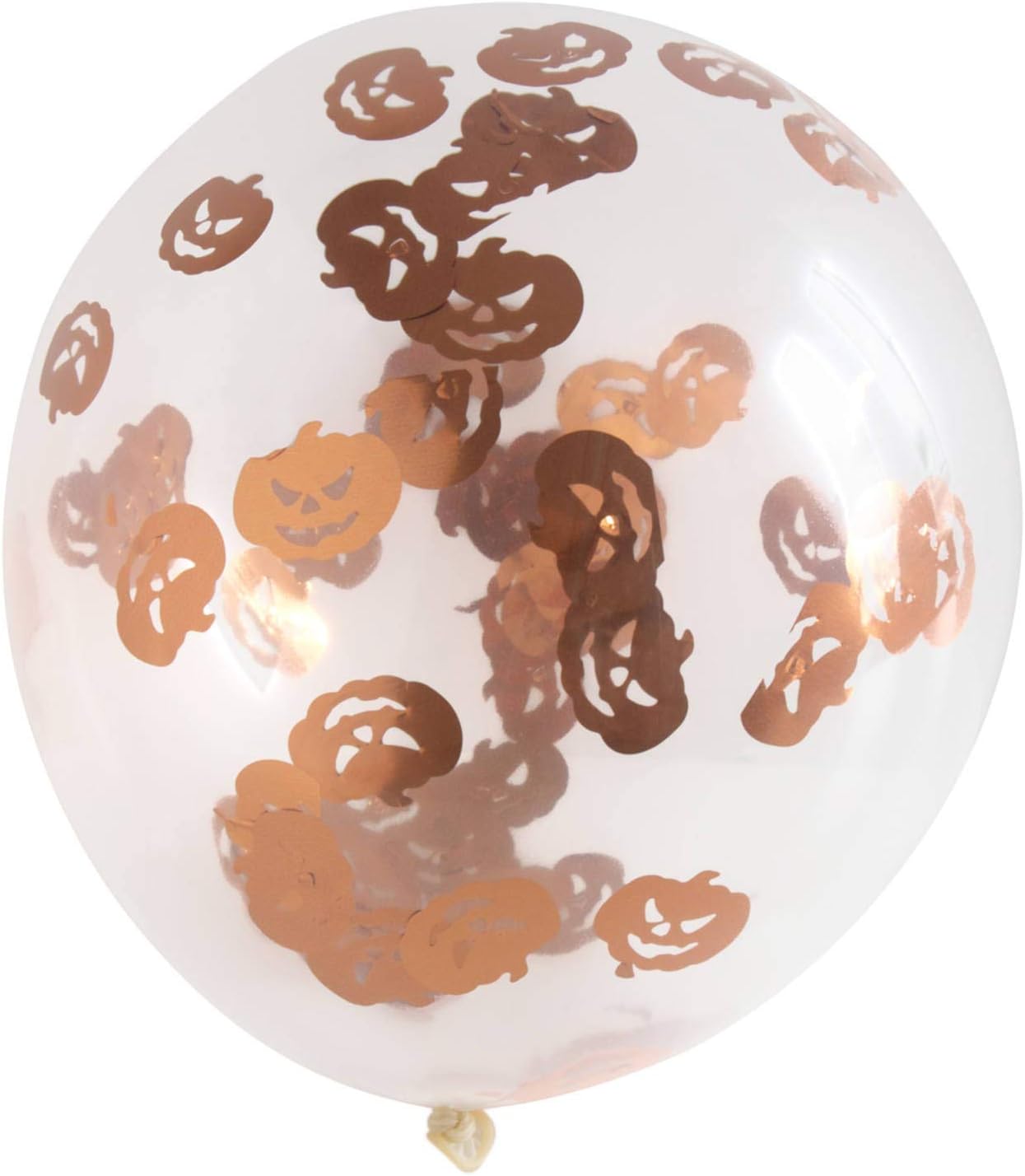 Folat 08602 Balloons with Pumpkin Confetti 30 cm-4 Pieces, Orange
