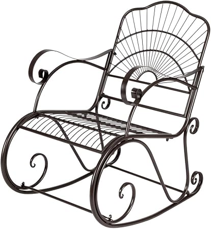Amazon Com Takefuns Artisasset Paint Sun Shape Outdoor Garden Single Iron Art Rocking Chair Outdoor Patio Rocking Chair Metal Rocking Chair For Garden Black Garden Outdoor