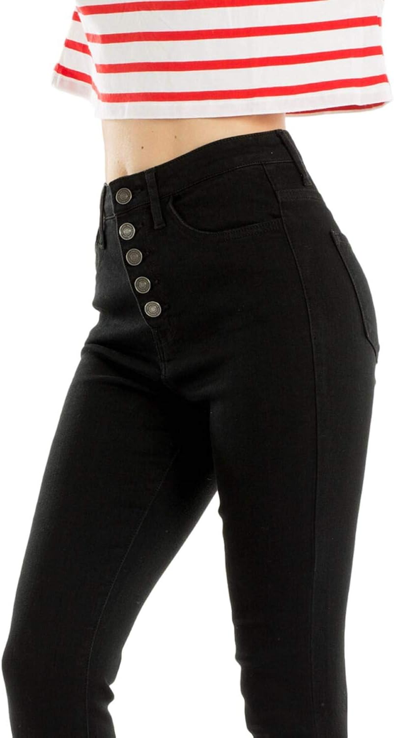 kancan exposed button jeans