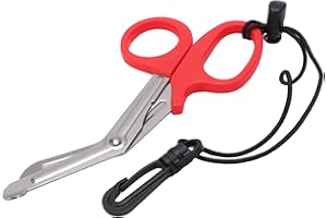 Pilipane Safety Sea Snips , Dive Shears , Emergency Scissors , Scuba Diving Scissors Stainless Steel Scuba Diver Shears with Lanyard and Buckle(红色)