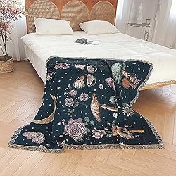 Shesyuki Boho Throw Blanket Reversible Cotton