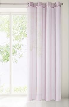 Eurofirany Tamay Gardine Vorhang Osen Pompoms Bommel Glatt Transparent Durchsichtig Edel Elegant Hochwertig Glamour Schlafzimmer Wohnzimmer Lounge 100 Polyester Rosa 140x250cm Amazon De Kuche Haushalt