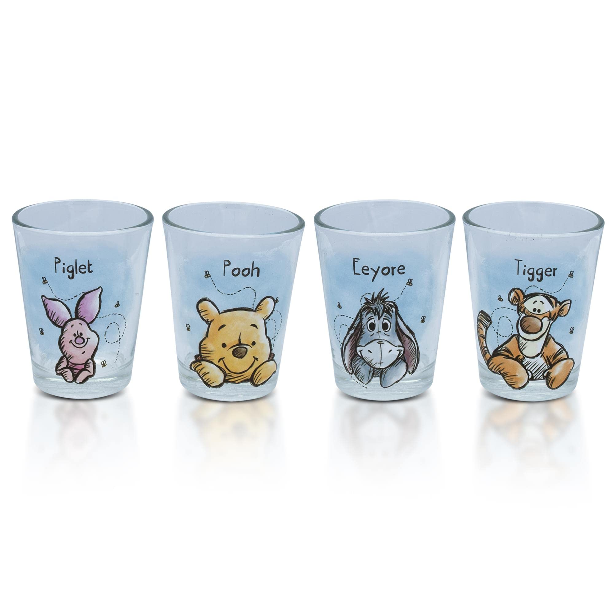 Winnie the Pooh Disney Character Portraits 2-Ounce Mini Shot Glasses | Set of 4