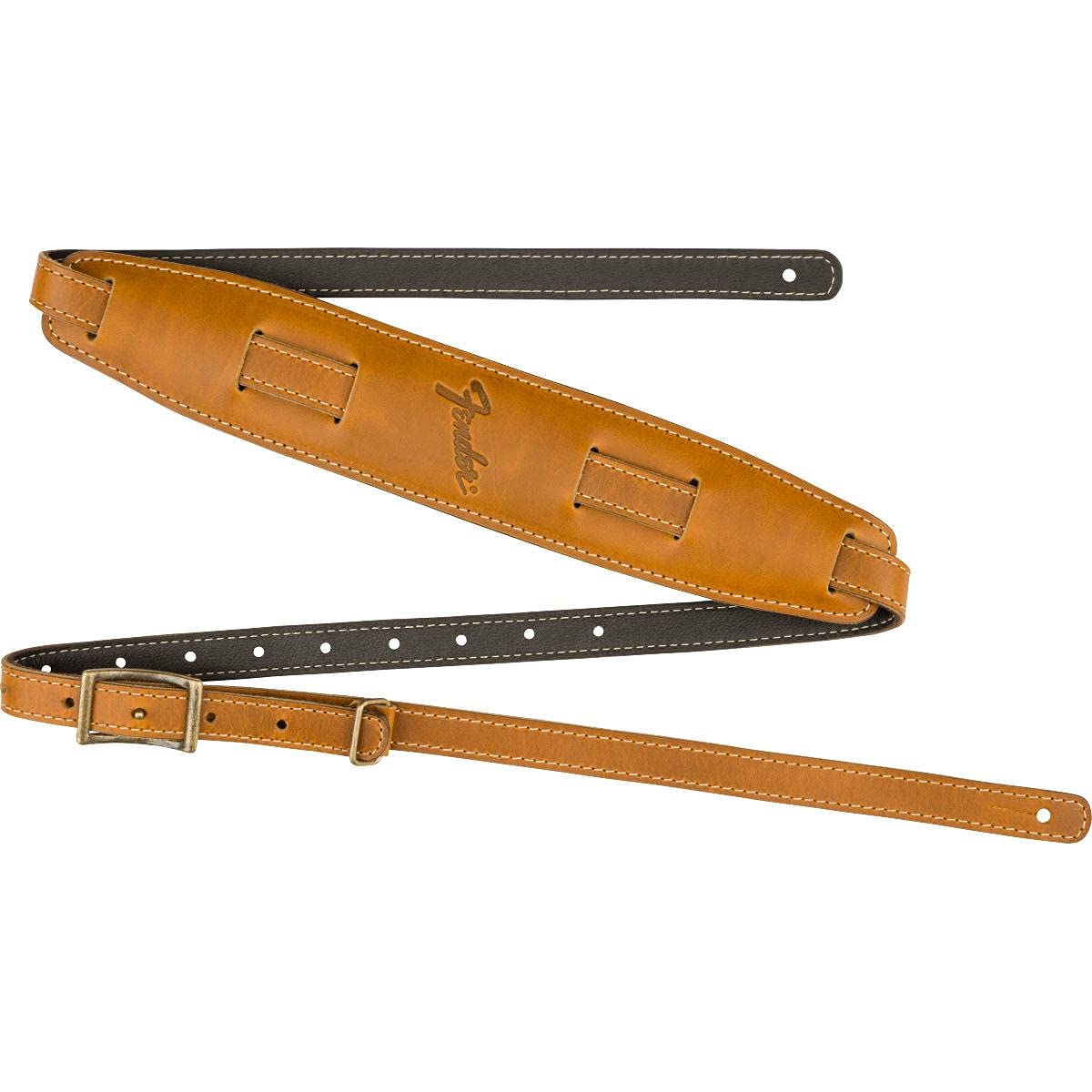 Fender® Mustang® Vintage Saddle Strap Leather Guitar Strap - Butterscotch