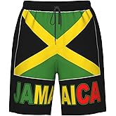 KAMQUERENCE Jamaica Men's Swim Trunk Bathing Suit Hawaiian Swimsuits Mesh Lining Beach Shorts with Pockets