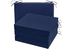 cozyide Outdoor Chair Cushions, Waterproof Patio Seat Cushions with Adjustable Straps, Square Corner Patio Chair Cushions for Garden, Navy, 18.5x16x3 Inch (Pack of 4)