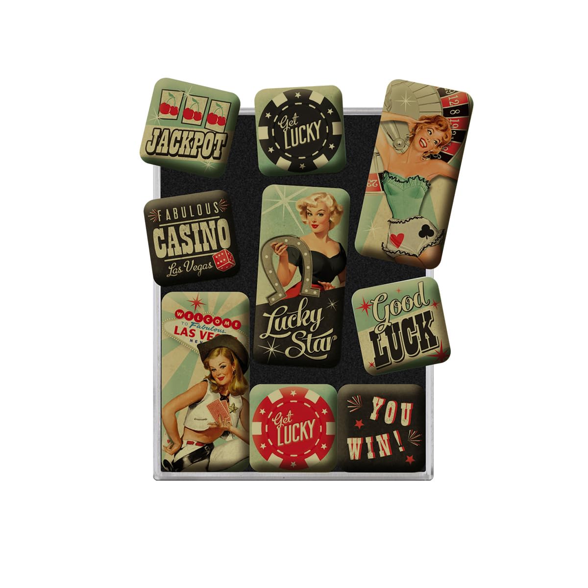 Nostalgic-Art 83063 Pin Up - Get Lucky, Magnet Set (9pcs)