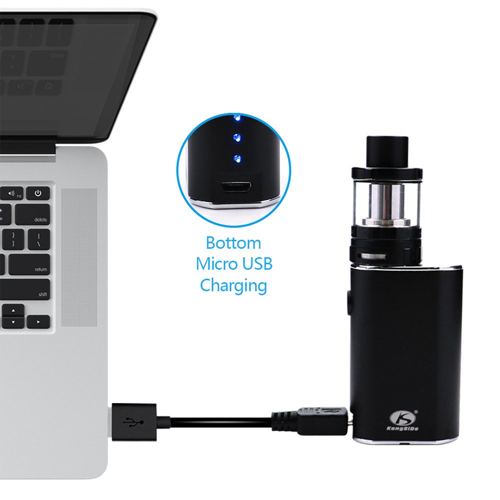 Starter kit sigaretta elettronica con batteria ricaricabile incorporata da 1400 mAh, Cig E portatile ultra con serbatoio RTA a riempimento massimo, senza nicotina, senza E-Liquid (nero)