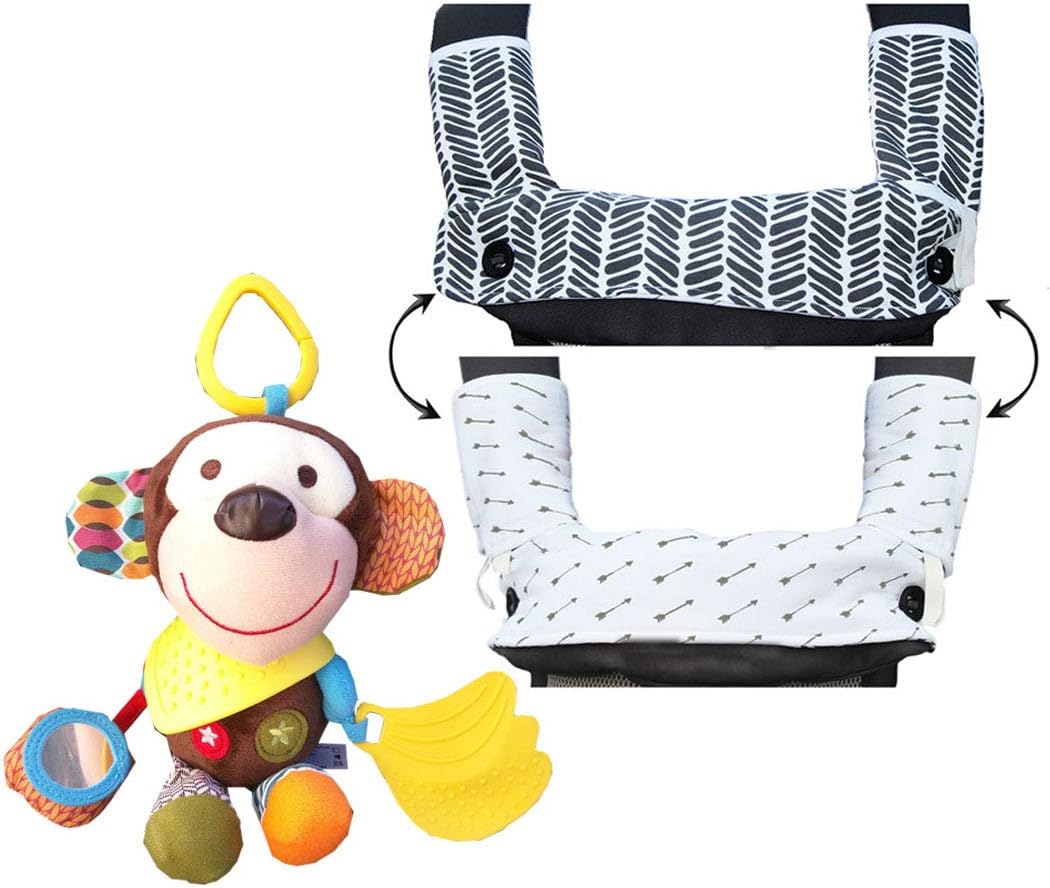 Teething Drooling Baby Set – Includes Chew Suck Pads for Ergobaby 360 Four Position Baby Carrier & Monkey Plush Activity Teether Toy for Infants and Toddlers -Ideal Gift for Baby Shower & Parent Gift