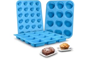 CAKETIME Silicone Muffin Pan - Cupcake Pan, Mini Loaf Pan Silicone Baking Molds Food Grade 3-Pack