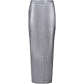 LEOROO Long Skirts for Women Trendy High Waisted A Line Business Casual Leather Maxi Skirt with Slit Dressy
