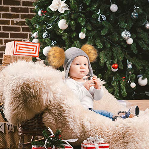 image for Anezus 15 Pieces Faux Fur Pom Poms for Hats with Press Button and Sewi