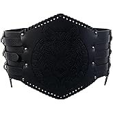 PEKVU Medieval Viking Wide Belt Faux Leather Armor Knight Corset Belt for LARP Christmas Gifts Costume