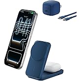 Belkin MagSafe Charger Compatible, 2-in-1 Charging Station, Qi2.2 25W Magnetic Wireless Charger Dock, Foldable Stand, with 5W USB-C Port, for iPhone 17/16/15, Pixel 10, AirPods (45W Adapter Included)