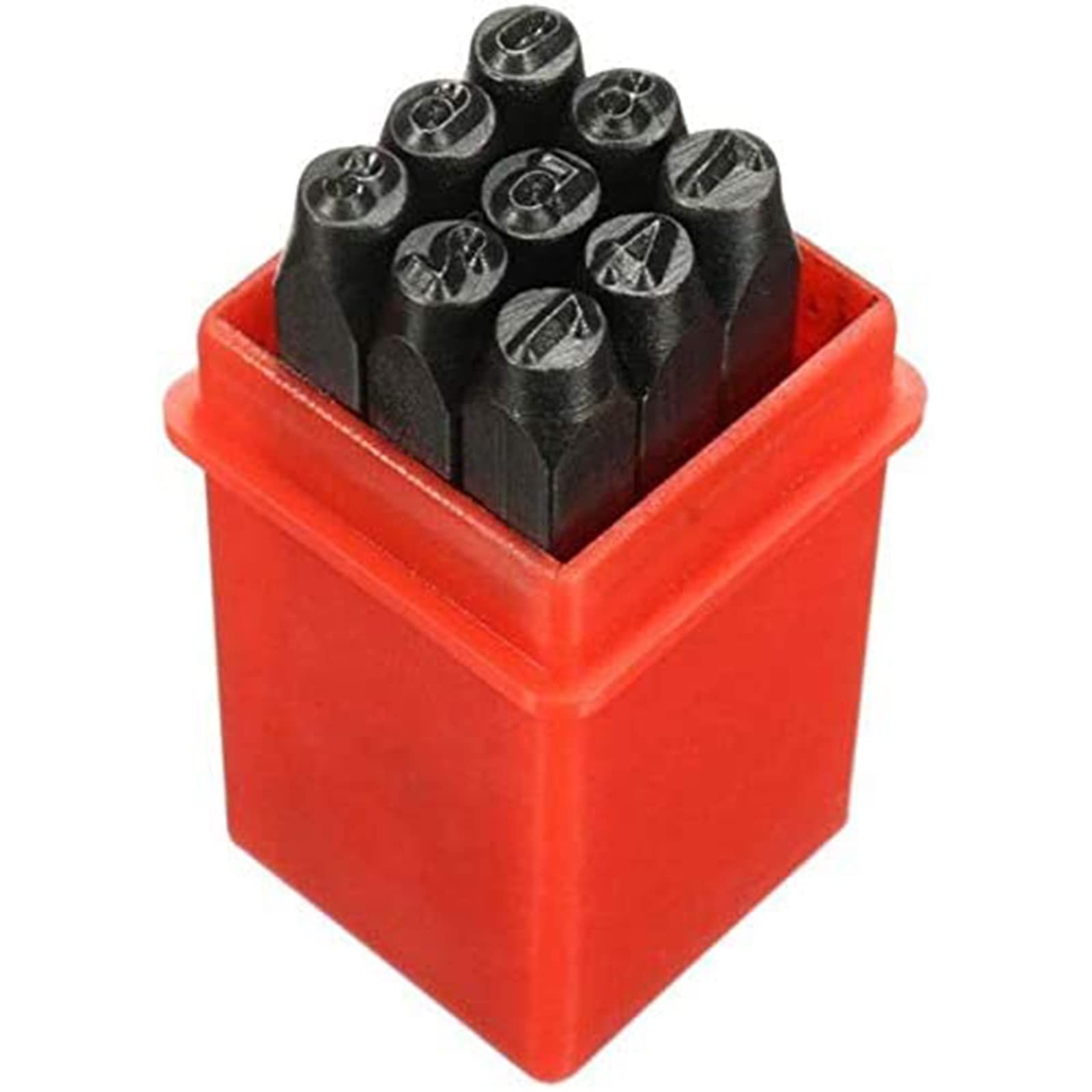 Boxonly 9 Pcs 8mm Number Metal Punch Set Stamped Digital Code Alphabet Mark Number 0-9 for DIY Jewelry Making Craft Tool
