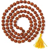 Huda Studio Nepali Rudraksha Mala with Certificate for Wearing and Japa Mala 8mm,(108 Beads Mala)
