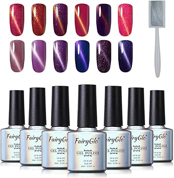 Fairyglo Vernis Semi Permanent Oeil De Chat 12pcs Lot De Vernis à Ongles Semi Permanent Avec Magnétique Nail Gel Uv Led Soakoff Kit Manucure Our