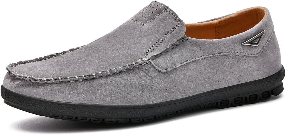 WaltZon Men's Loafers Suede Leather Slip-On Moccasins Driving Shoes