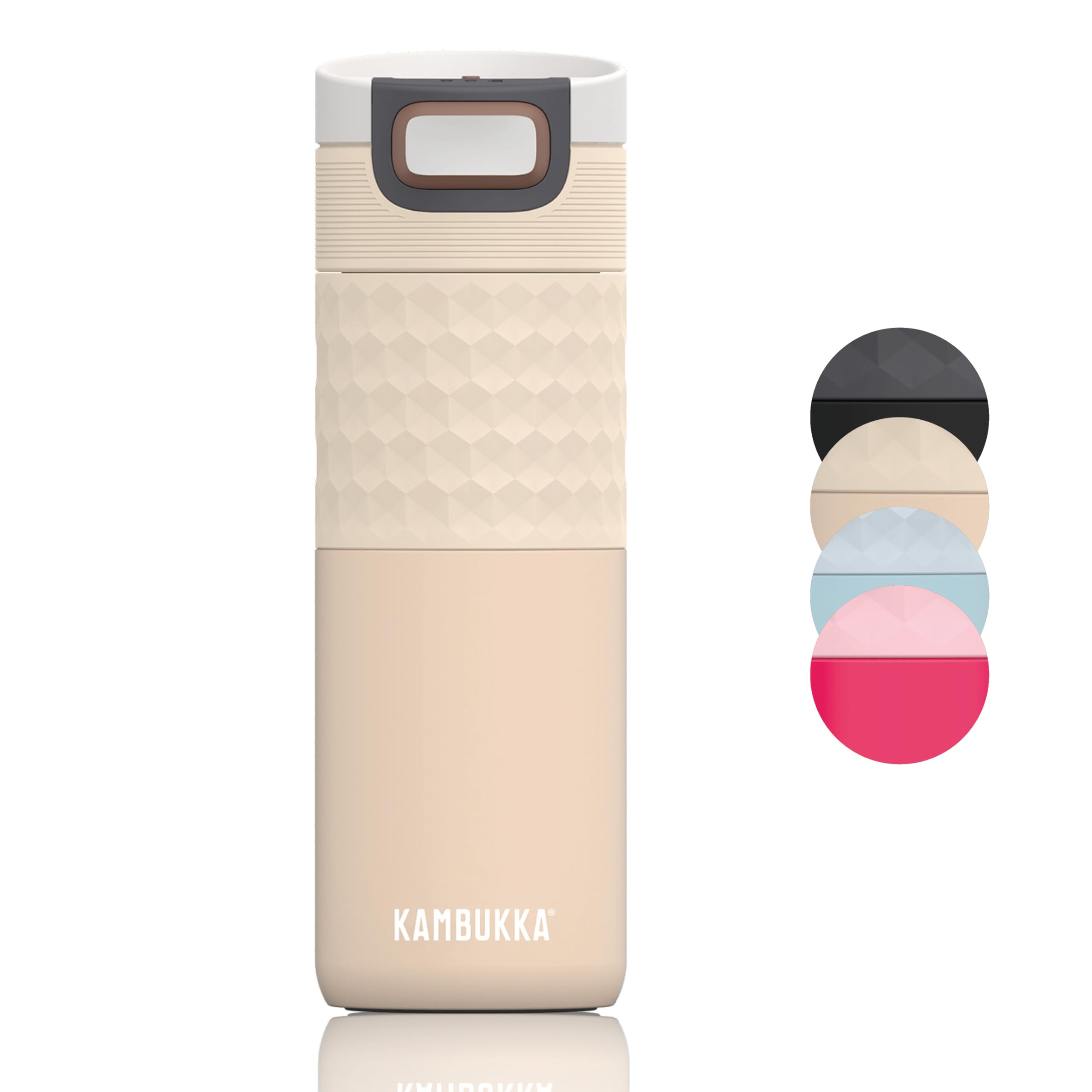 Kambukka Etna 500ml / 17oz Insulated Travel Mug in Stainless Steel, Leak-Proof Thermos with Snapclean Technology, Ideal for hot and Cold Drinks, Non-Slip Bottom and Easy Grip - Barely Beige