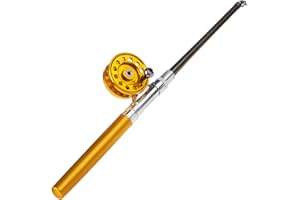 Saim Fishing Rod 36In(3Ft) Mini Portable Pocket Aluminum Alloy Fish Rod Pen - Great Gift for Father Husband Man Son