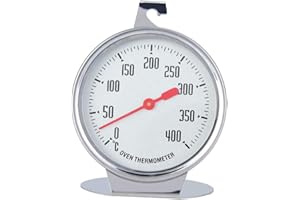 Lwuey Stainless Steel Oven Thermometer, Temperature Gauge Stand Up Dial Large Gage Kitchen Refrigerator Freezer Baking Chef I