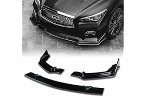 HK5 EPARTS 3 Pieces Style Black ABS Front Bumper Lip Spoiler Side Body Kit Trim Protection Fit for 2014-2017 Infiniti Q50 Sport