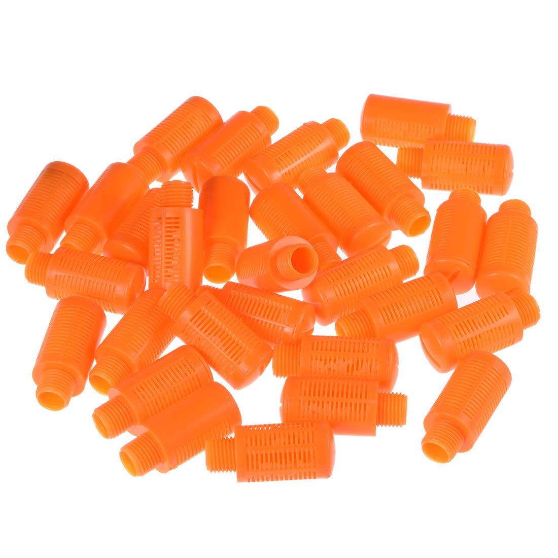 sourcingmap Plastic Pneumatic Muffler Exhaust Air Line Silencer 1/4 PT Orange 30pcs