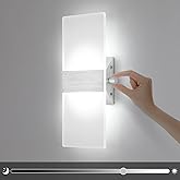 LIGHTESS Modern Wall Sconce Dimmable Switch 12W, Up Down Wall Lights Acrylic LED Wall Lamp for Hallway Bedroom Corridor, Cool