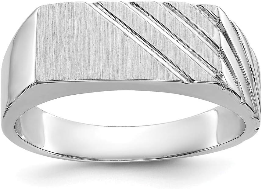 14ct White Gold Polished Open back Engravable Mens Signet Ring Size V 1/2 Jewelry Gifts for Men