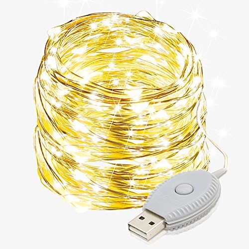 GMFive USB Operated Copper Wire Starry Lights 36m/118ft 360 LED String USB DC 5V for Chritsmas Wedding Halloween Patio Party Decorations Fairy Steady ON/OFF mode (Warm white)