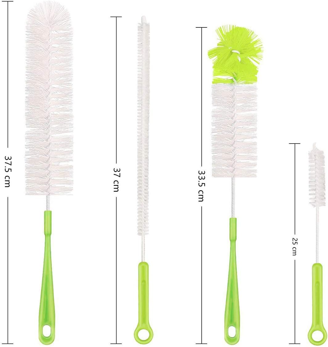Qisan 4Pcs Bottle Cleaning Brush Set Multipurpose Brushes Long Bottle Brush Water Bottle Cleaners-Green, 4 Count (Pack of 1) - Image 3