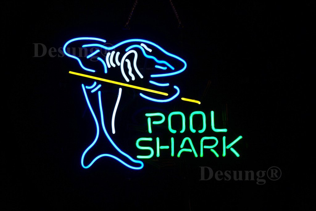 Desung20"x16" Pool Shark Billiards Neon Sign (MultipleSizes) Man Cave Sports Bar Pub Beer Lamp Glass Light CX23