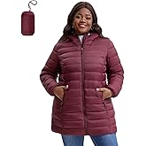 XALADU Women Plus Size Puffer Jacket 1X-7X Water-Resistant Mid-Length Winter Coat Lightweight Packable Puffer Coat
