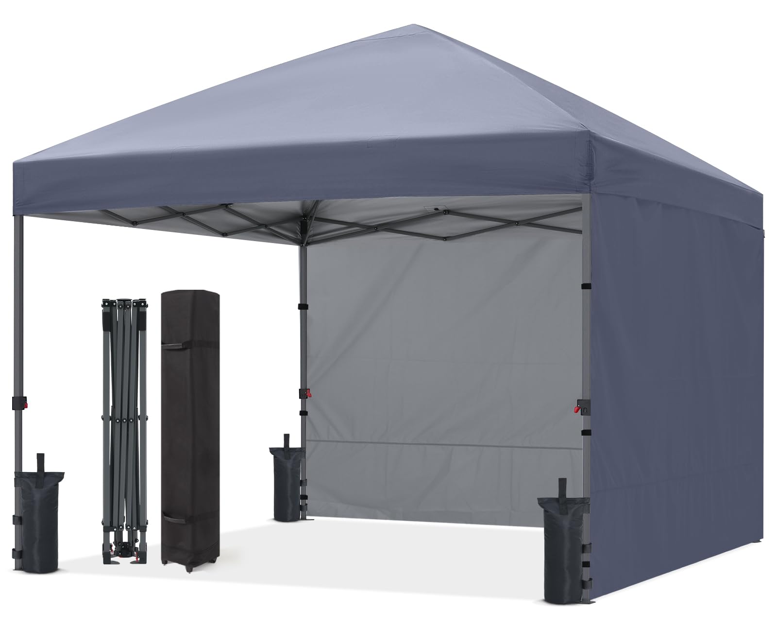 ABCCANOPY 2.5x2.5M Pop up Gazebo With Two Side Panels Upgraded Roller Bag, 4 Weight Bags, Stakes and Ropes (Grey)