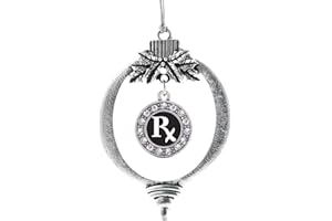 Inspired Silver - Pharmacy Tech Charm Ornament - Silver Circle Charm Holiday Ornaments with Cubic Zirconia Jewelry