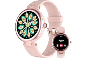 SHANG WING Smart Watches for Women (Make/Answer Calls) Compatible with iPhone/Android Phones, Slim Round Women's Watch Fitness Tracker with Heart Rate/Blood Oxygen Monitor Pedometer Waterproof Pink