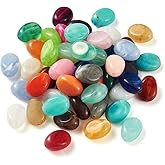Pandahall 50pcs Oval Imitation Gemstone Acrylic Beads 18x13x9.5mm Mixed Color Loose Beads Spacers Beads for DIY Jewelry Making