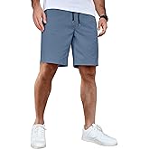 COOFANDY Men's Casual Shorts Cotton Elastic Waist Drawstring Shorts Lightweight Summer Beach Shorts