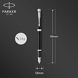 Parker IM Fountain Pen Matte Black Chrome Trim Medium Point view 3
