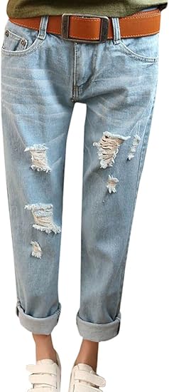 Amazon Co Jp Moli Hani レディース デニム パンツ ブルー ジーンズ ガールズ ダメージ ボトムス 服 ファッション小物