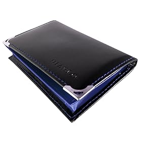 DIABLO 馬革×牛革 名刺入れ/カードケース KA-1043 【ブラック×ブルー】