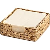 StorageWorks Water Hyacinth Guest Towel Holder for Bathroom, Wicker Napkins Baskets for Dinning Room, Rattan Napkin Holders for Tables, 7 ½"L x 7 ½"W x 2 ¾"H, 1 Pack